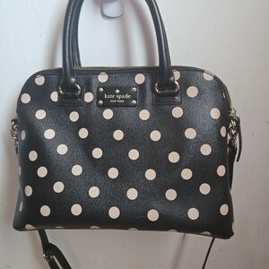 Kate Spade Black and Cream Satchel with Polka Dots